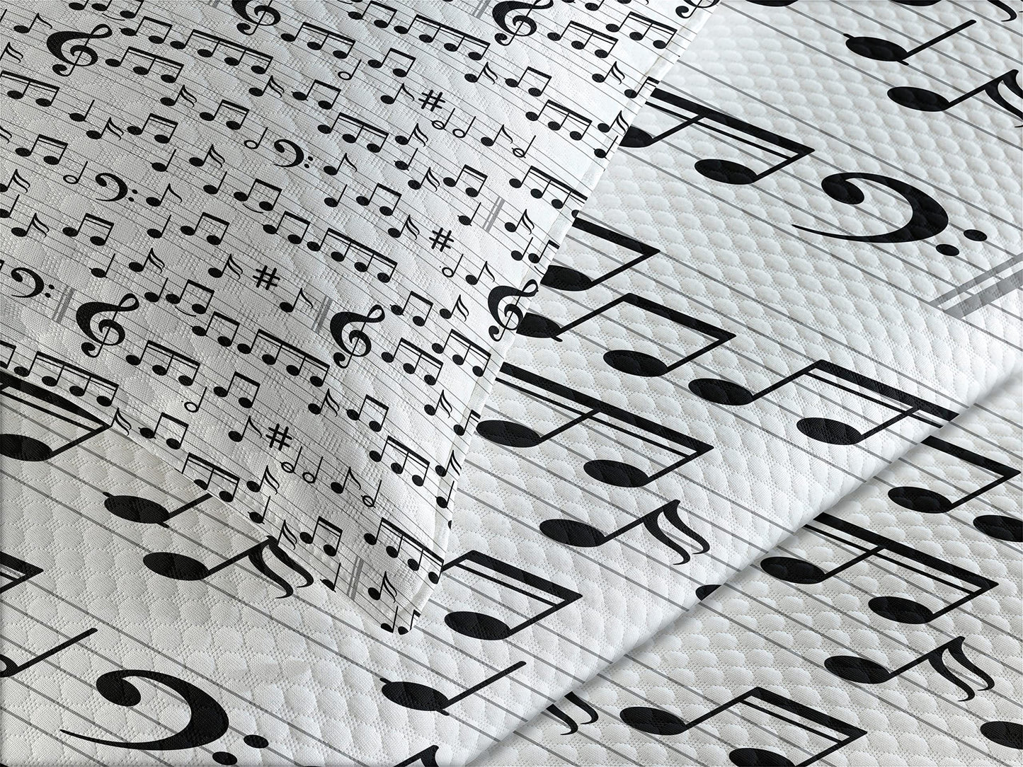 Music Bedspread, Abstract Style Professional Music Pattern with Notes and Clef Sheet Play Writing, Decorative Quilted 2 Piece Coverlet Set with Pillow Sham, Twin Size, White Dark Grey