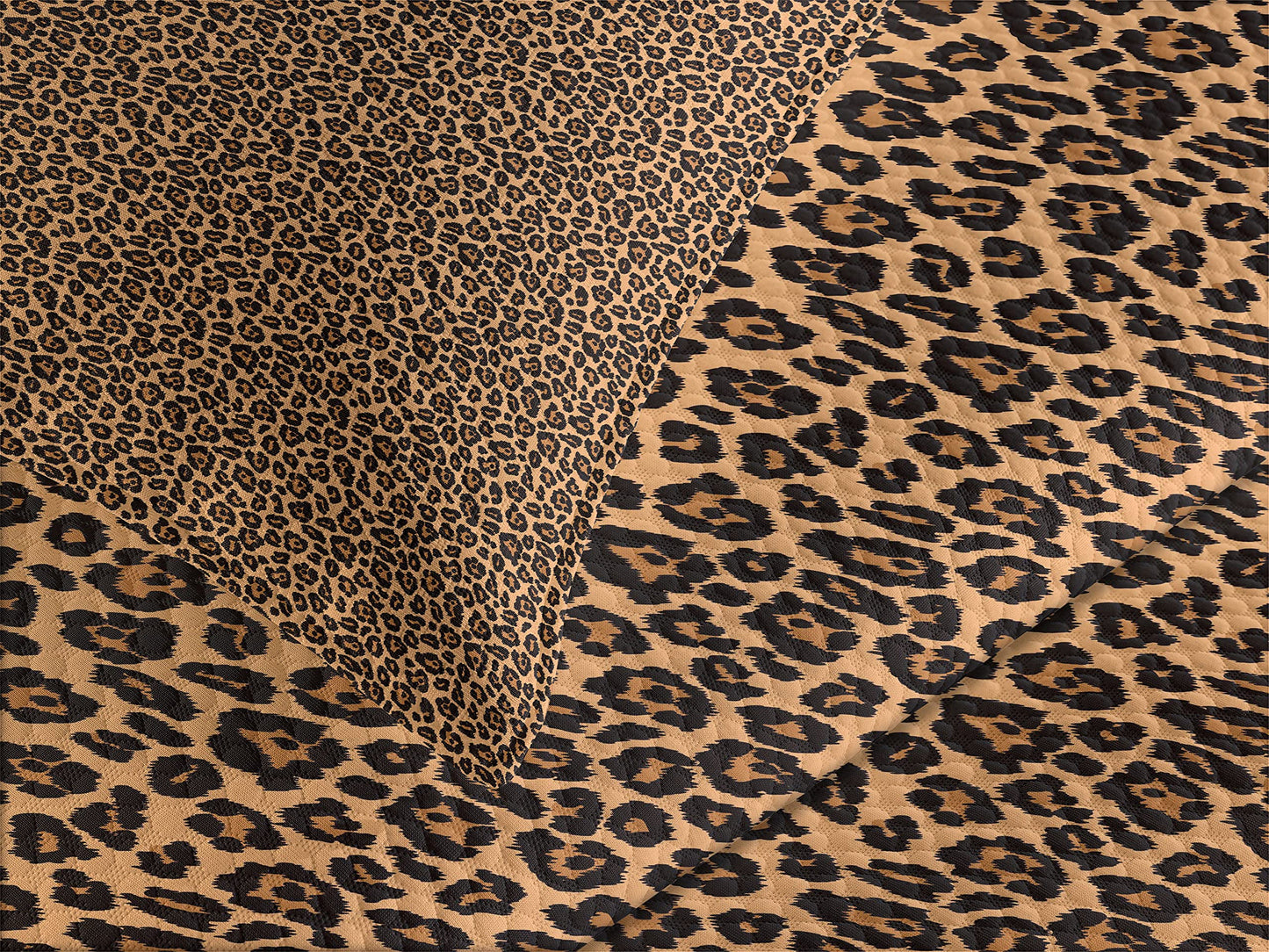 Leopard Print Bedspread, Pale Orange Background with Leopard Spots Illustration Exotic Fauna Pattern, Decorative Quilted 3 Piece Coverlet Set with 2 Pillow Shams, King Size, Orange Black