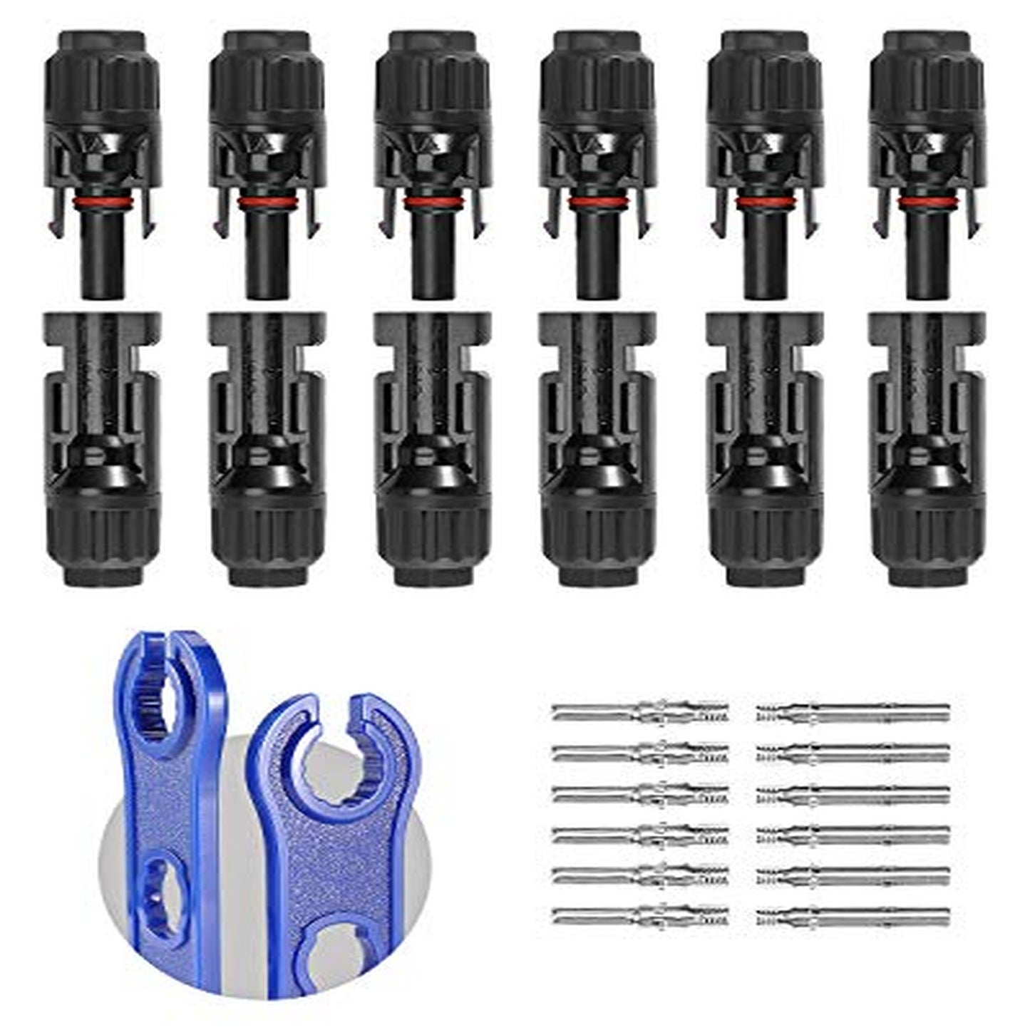 Solar Connector Kit 12 PCS with Spanners for 10AWG Solar Panel Cables