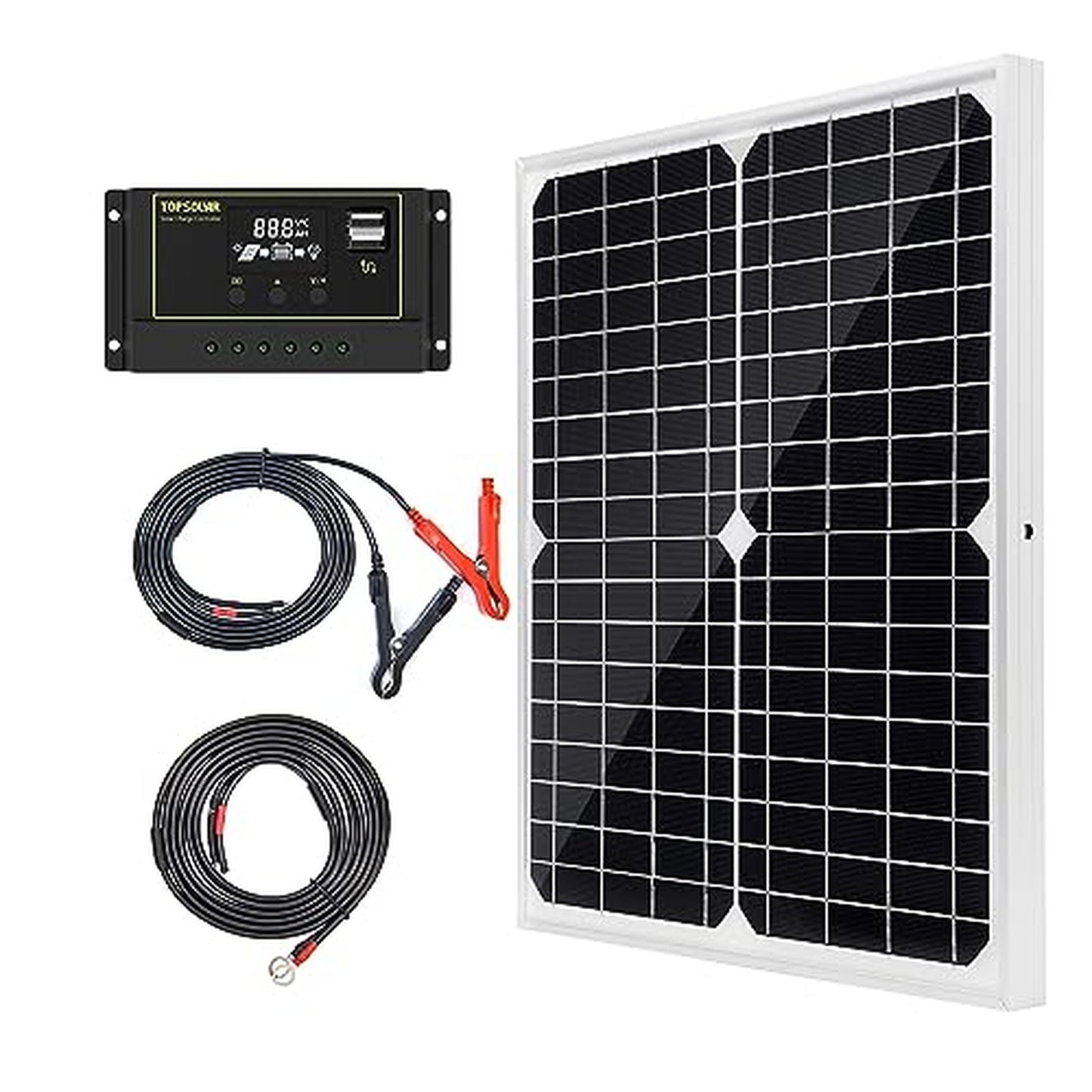 20W Monocrystalline Solar Panel Kit with Charge Controller for Off-Grid Use