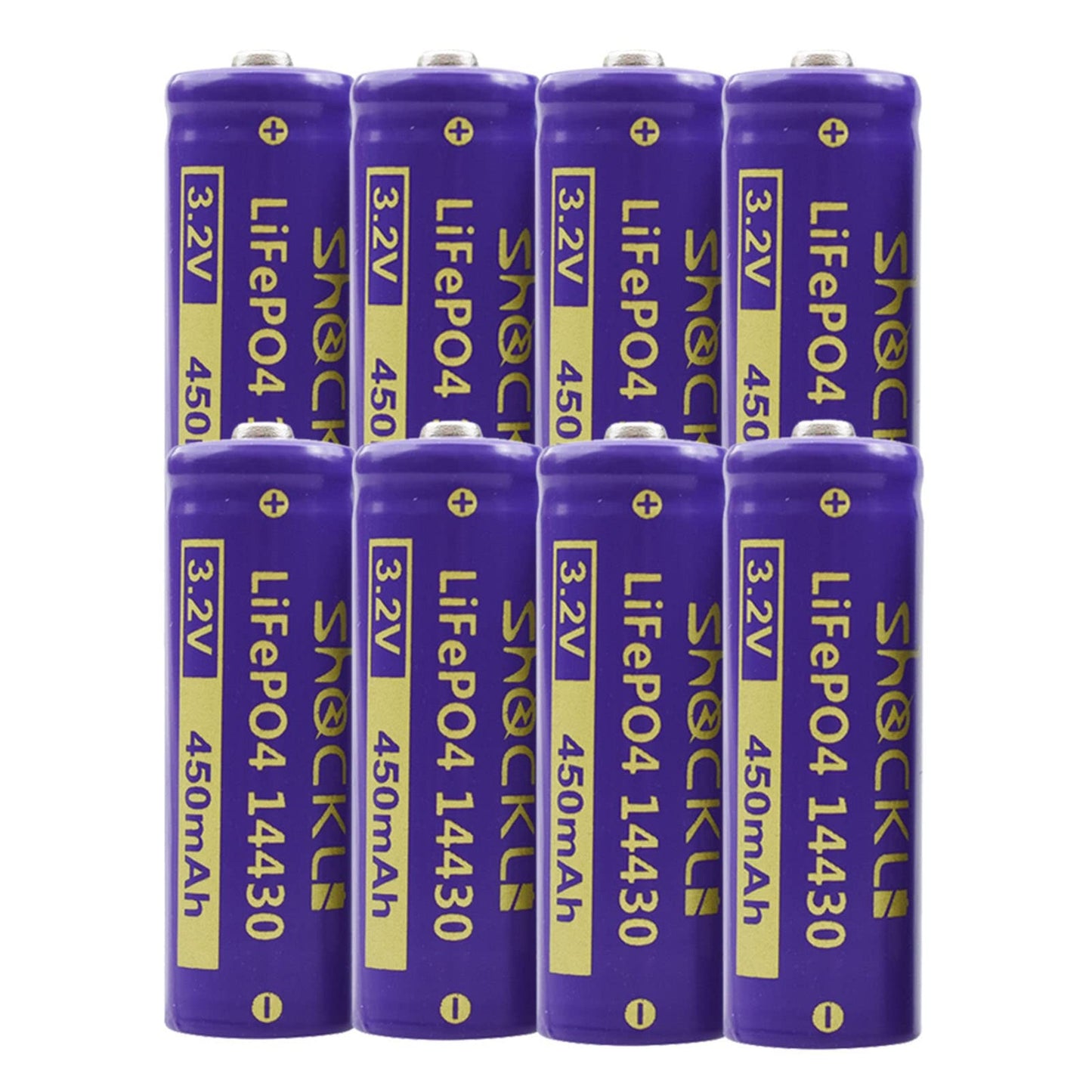 8-Pack 3.2V 450mAh LiFePo4 Rechargeable Solar Batteries for Garden Lights