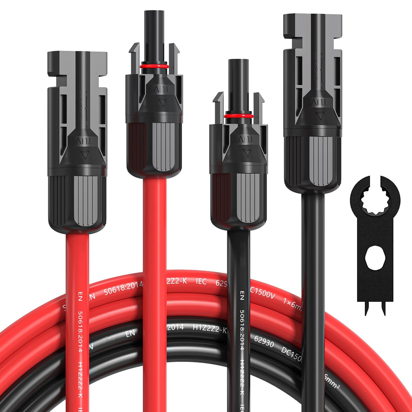 10AWG Solar Extension Cable 20ft Red Black for Panels, RVs, and Boats