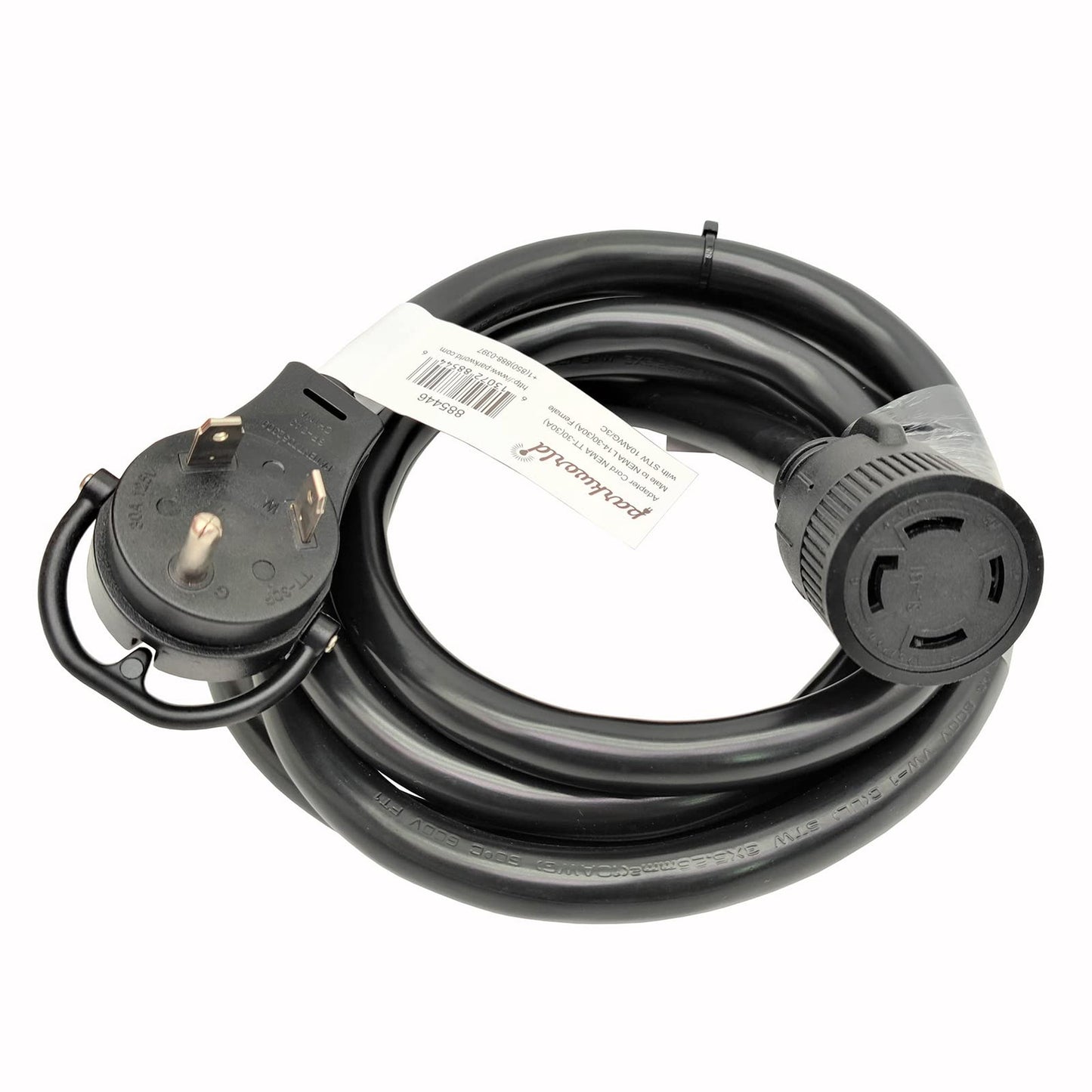 30A Generator Adapter Cord for RV TT-30P to L14-30R, 10 Foot Length
