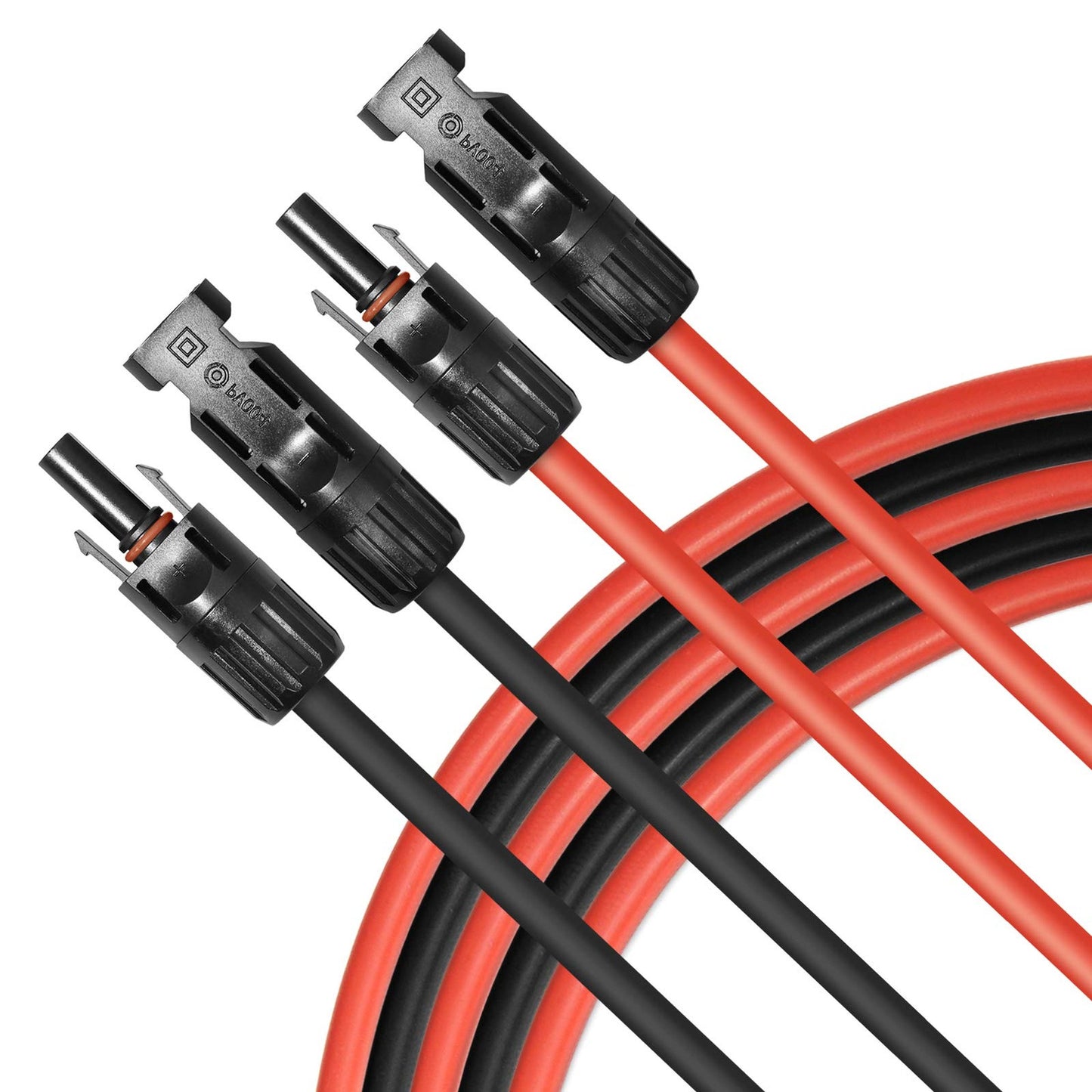 10FT Black Red 12AWG Solar Panel Extension Cable with Connectors Set of 2