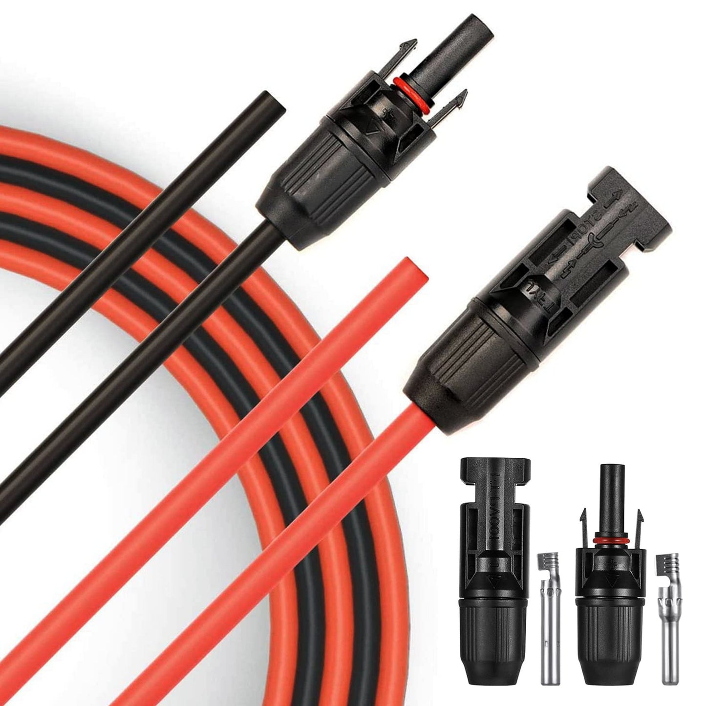 SolarFlex 10FT 10AWG Extension Cable with PV Connectors Red and Black