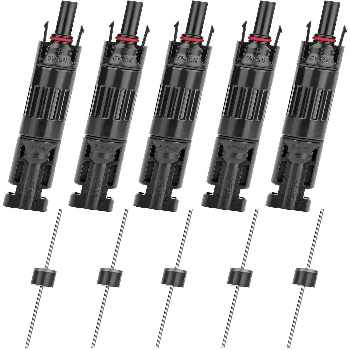 Solar Connector Kit 5 PCS Waterproof 30A with Built-in Diode for Efficient Wiring