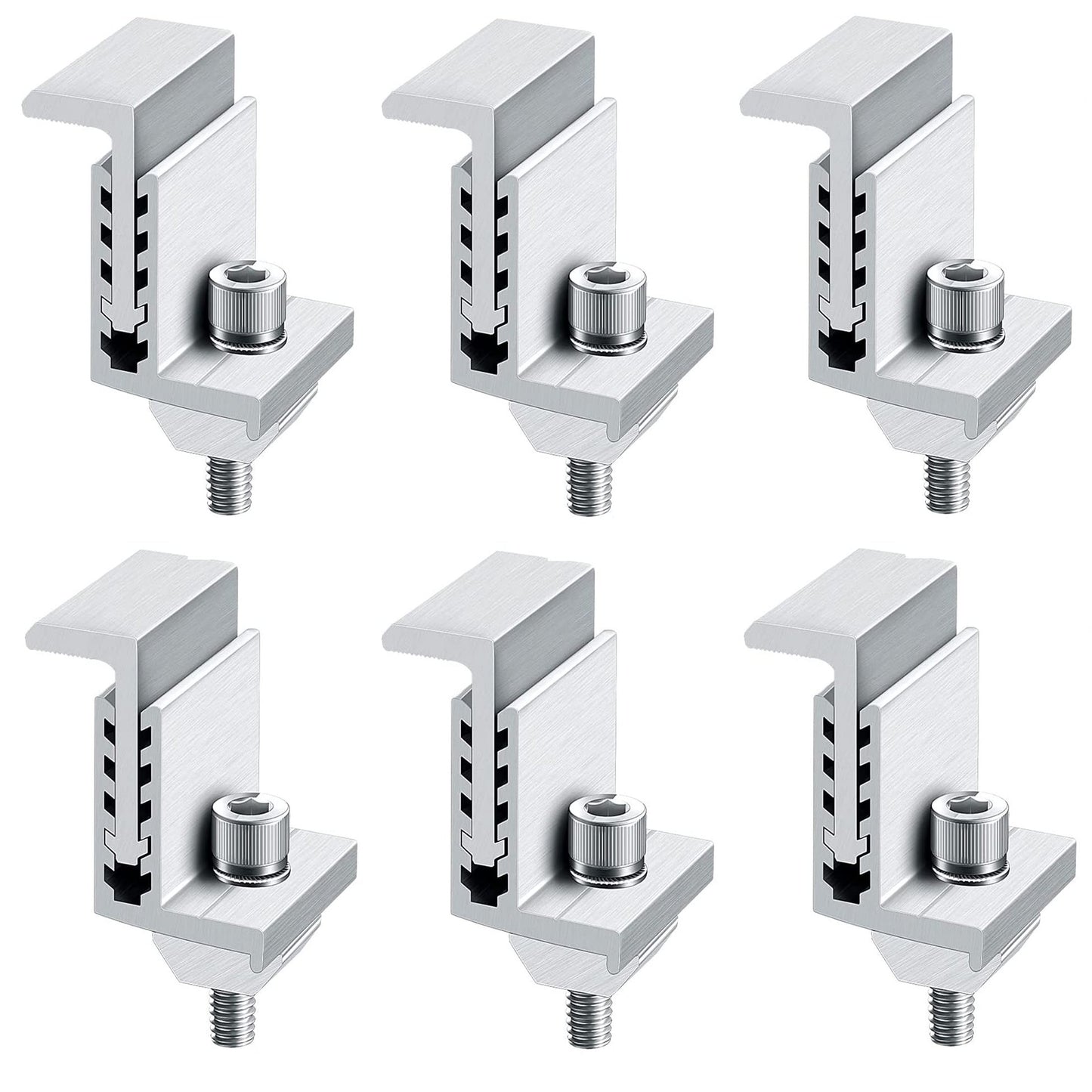 Solar Panel Mounting Clamps for Secure PV Installation - 6 Pack