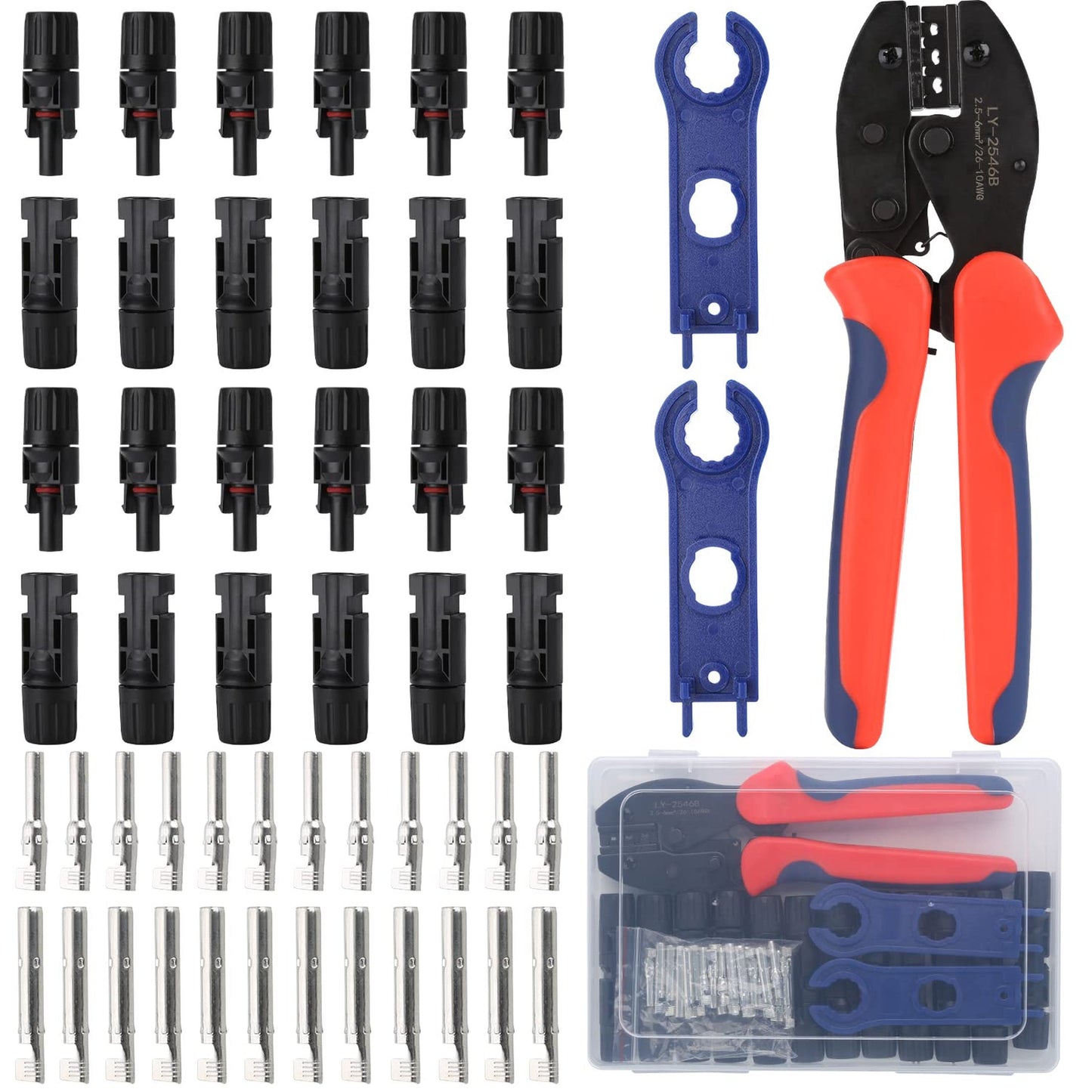 Solar Crimping Tool Kit with Connectors and Wrenches for PV Wire