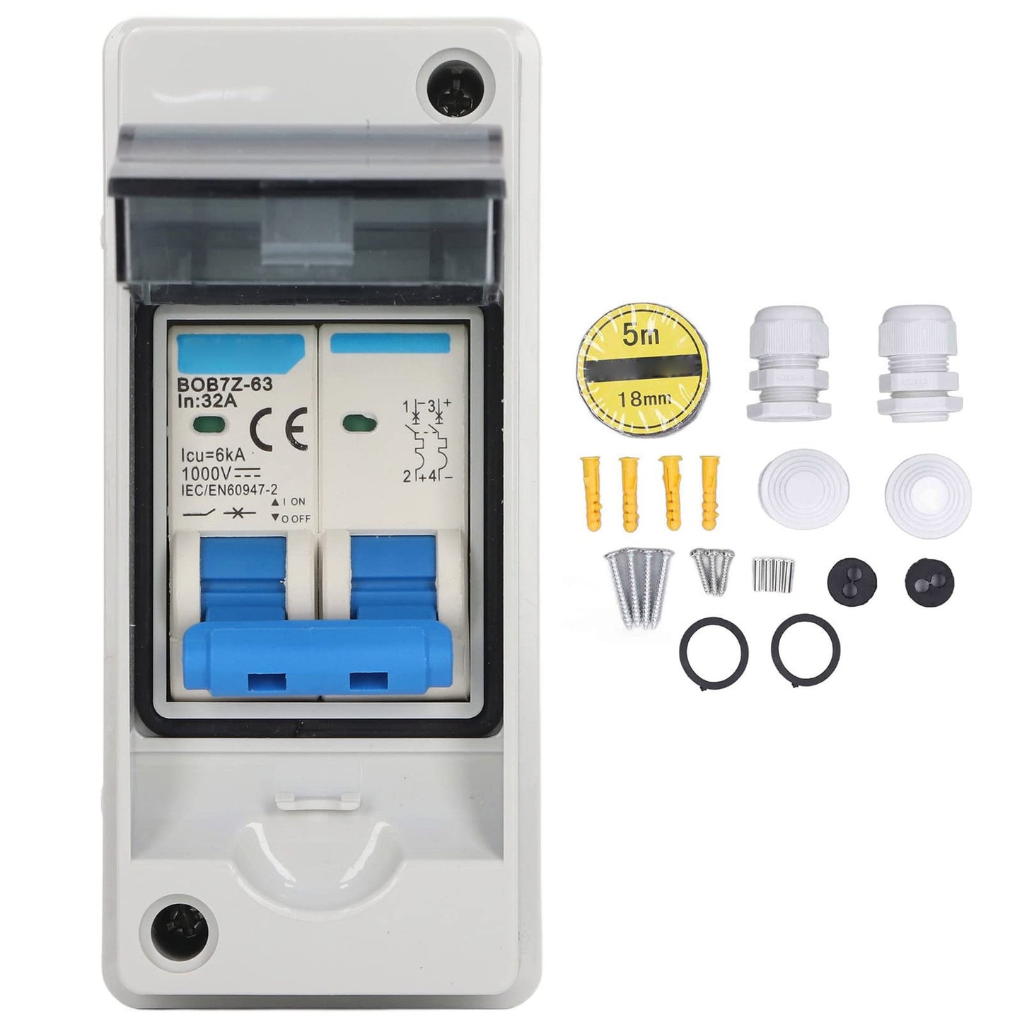Dual Pole 32A 1000V DC Circuit Breaker Waterproof Solar Disconnect Switch
