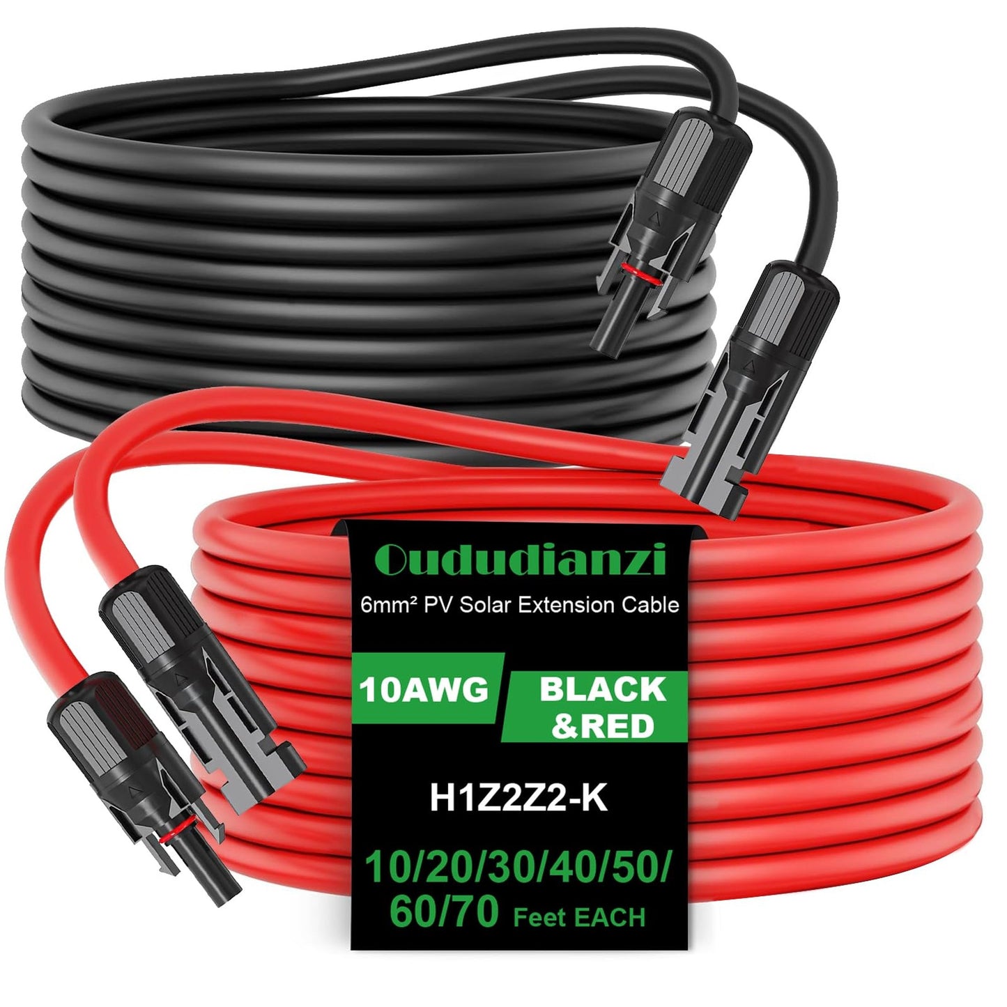 50FT 10AWG Solar Extension Cable with Waterproof Connectors for RV and Car