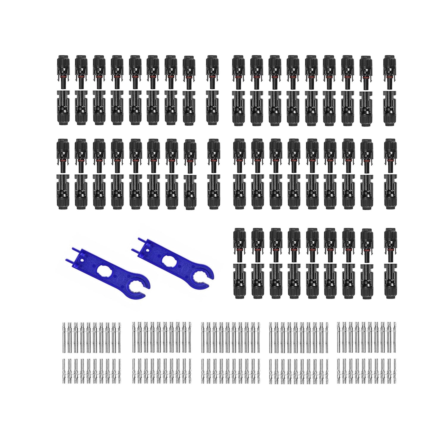 SolarConnect 100PCS Waterproof IP67 Male Female Connectors with Spanners