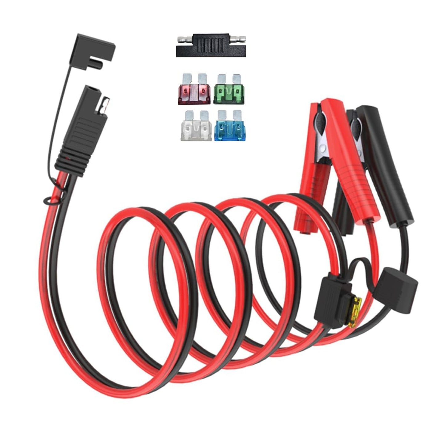 SAE Quick Disconnect Alligator Clip Cable with Fuses for Solar Charging
