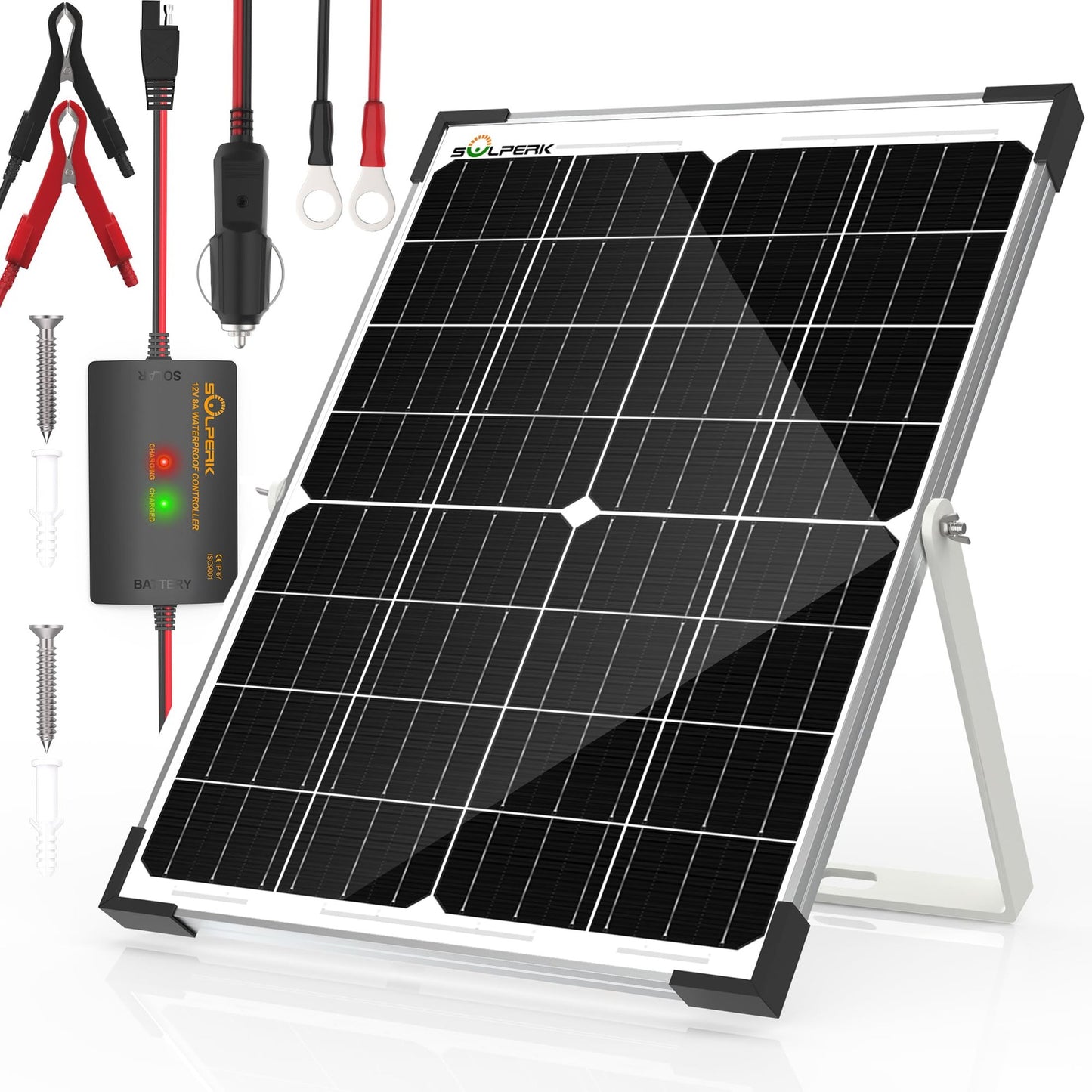 25W Waterproof Solar Battery Charger for Cars, Boats, RVs, and More