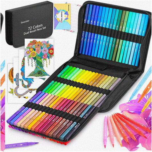 72-Color Dual Tip Art Markers Set for Drawing and Coloring