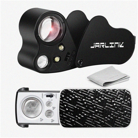 GemGlow 2-in-1 Jewelers Loupe Set with UV Black Light and LED