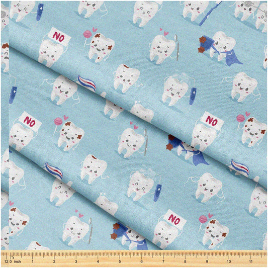 58" Fabric with Dental Character Pattern for Sewing and Decor
