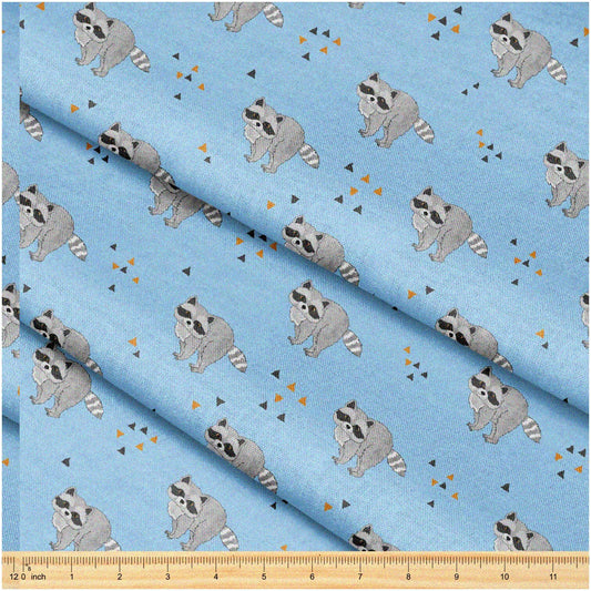 58" Raccoon and Triangles Decorative Fabric, 1 Yard