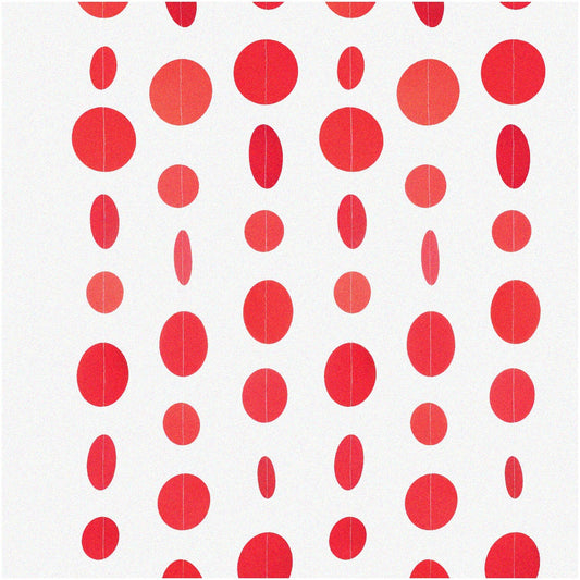 Red Circle Dot Paper Garland 20ft Party Decoration