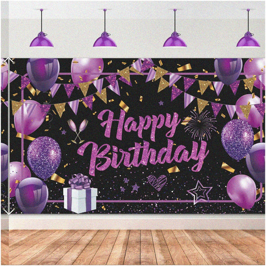 Purple Celebration Kit with Banner and Backdrop