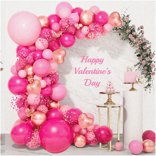 Valentine's Princess Balloon Garland Kit 162Pcs Pink Rose Gold