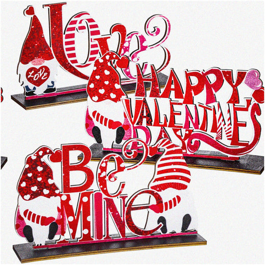 3-Piece Wooden Valentine's Day Table Decorations