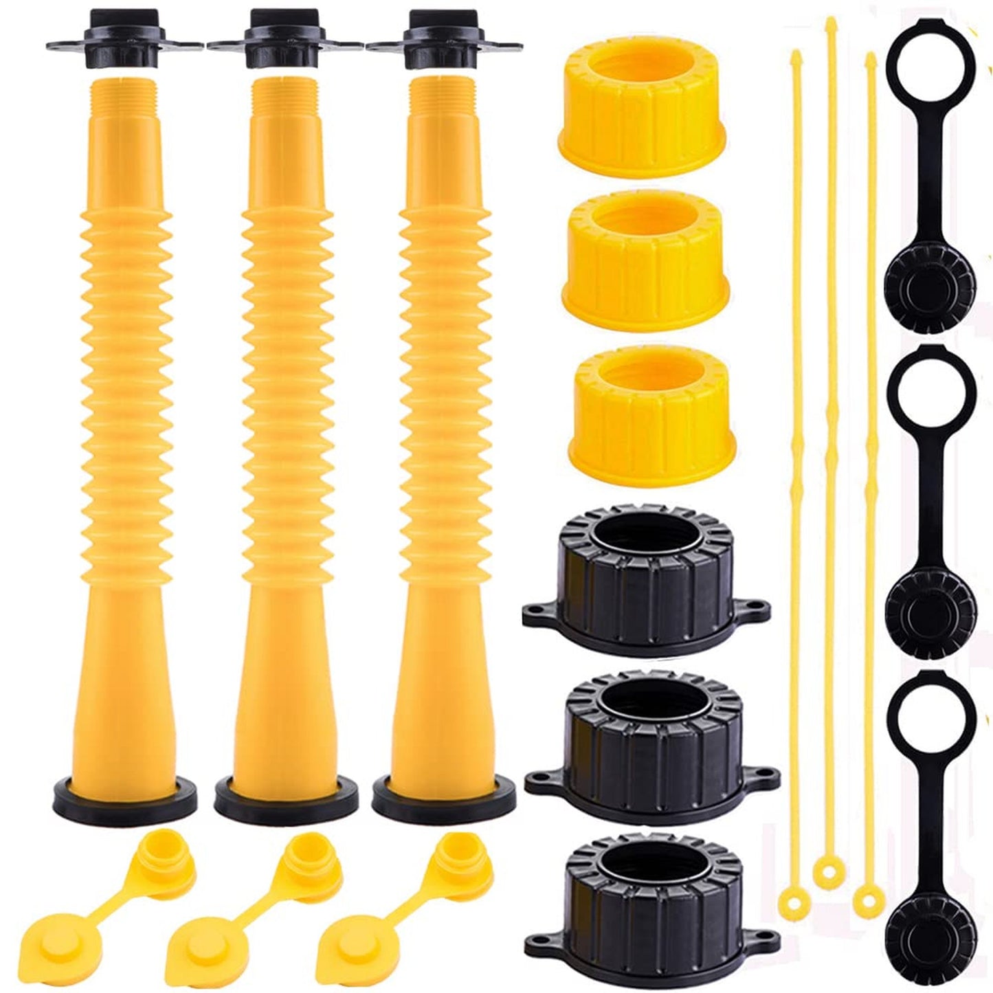 Flexible Gas Can Spout Replacement Kit with Coarse and Fine Thread Caps