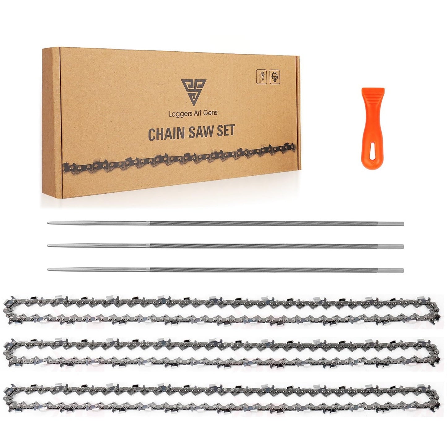 16 Inch Chainsaw Chain Set 3 Pack 3/8 LP 050" 56 Drive Links Compatible with Major Brands