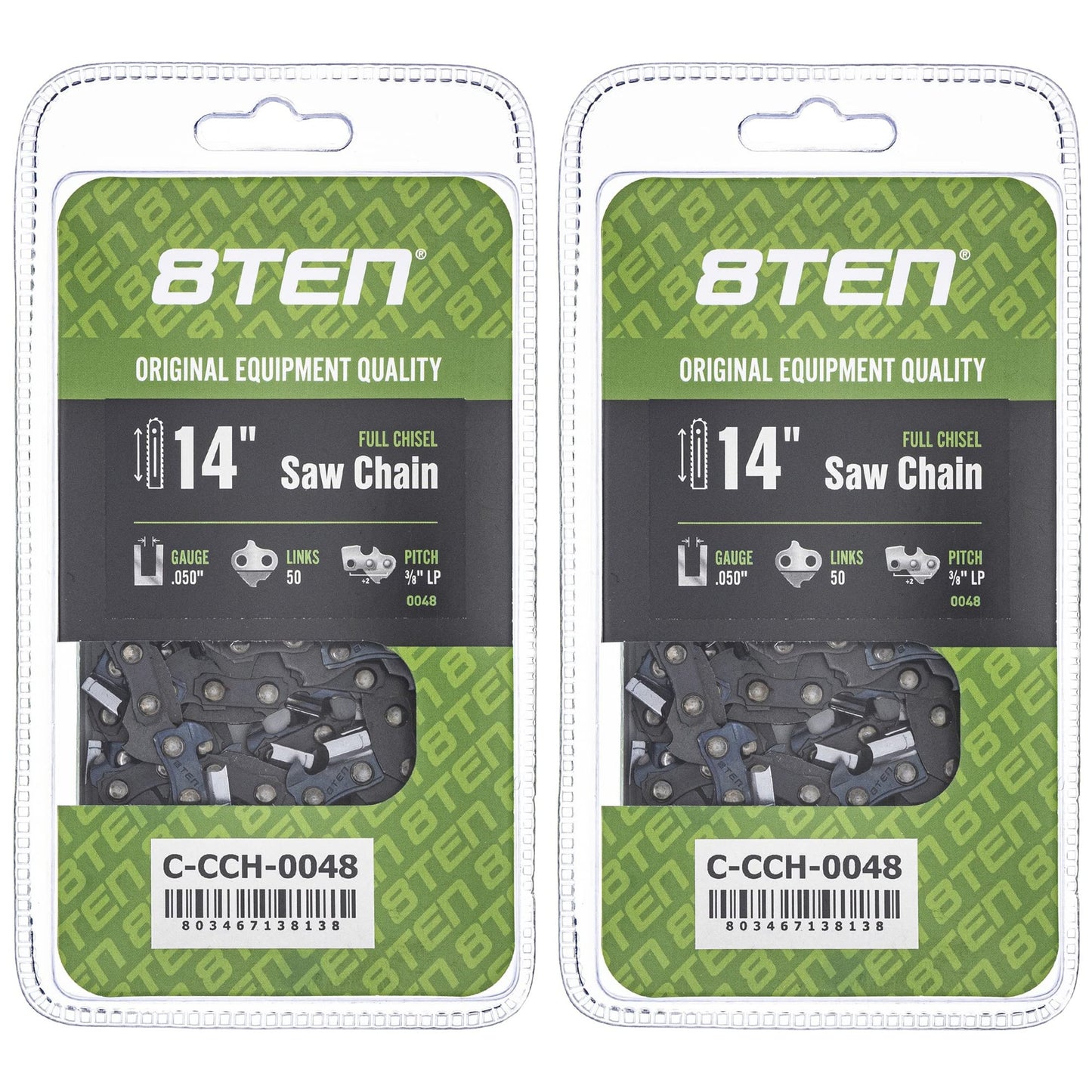 High-Performance 14 Inch Full Chisel Chainsaw Chain for Stihl and McCulloch 2 Pack