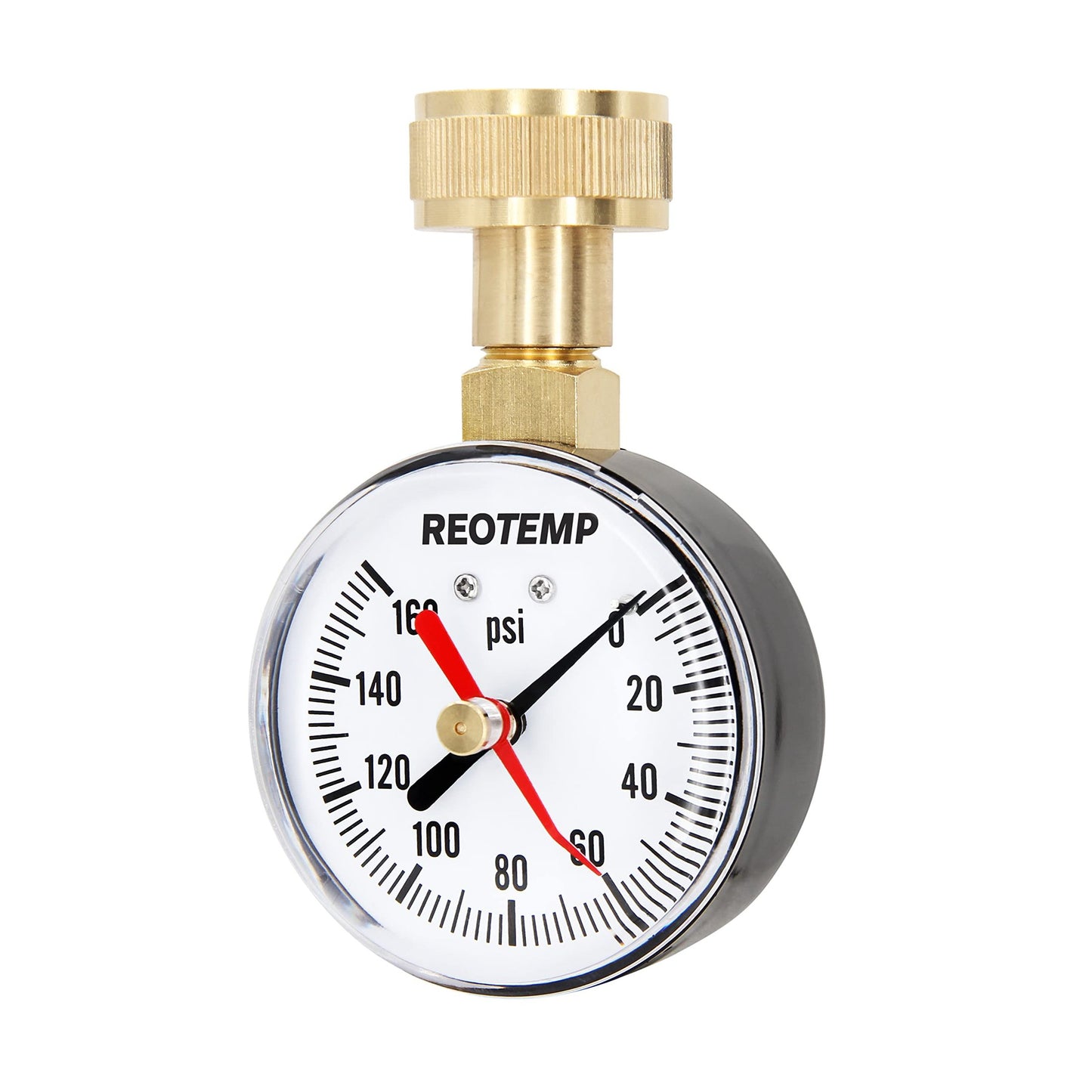 Home Water Pressure Test Gauge 0-160 PSI with Max Pointer and Hose Thread