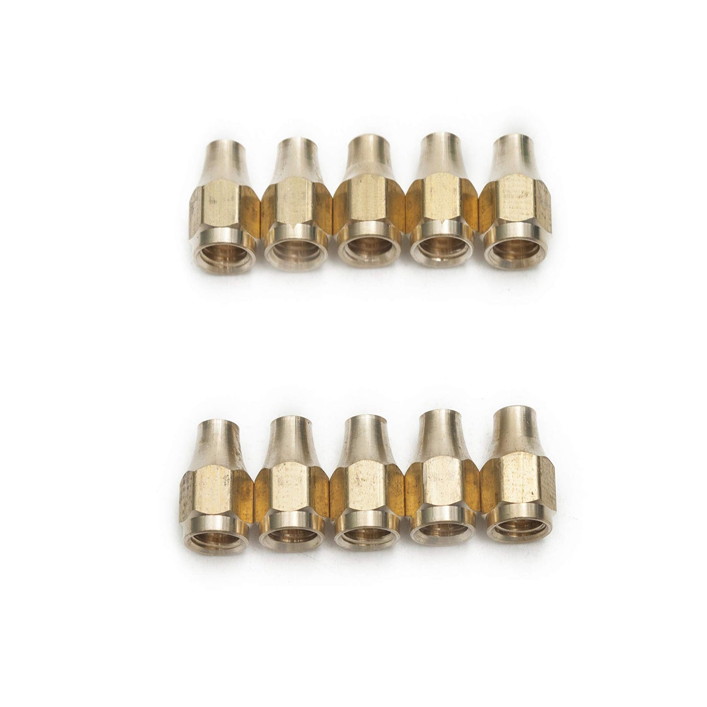 Brass 1/4 Inch OD Short 45 Degree Flare Nut Tube Fitting Pack of 10