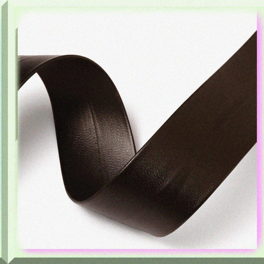 4-Yards Dark Brown Polyurethane Leather Fold-Over Trim 25mm
