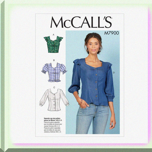 Sewing Kit for 4 Women's Blouses, Sizes 6-14