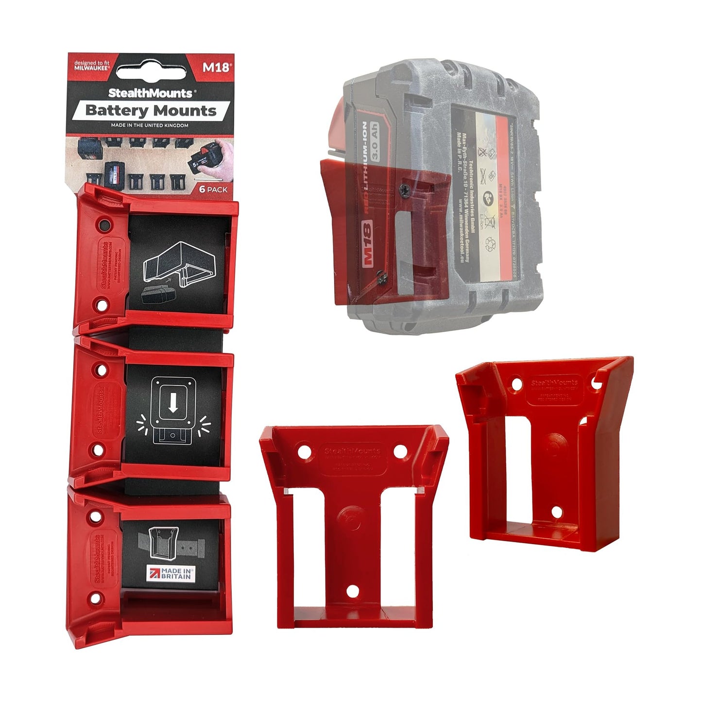 Milwaukee M18 Battery Holder Organizer - 8 Pack Storage Solution