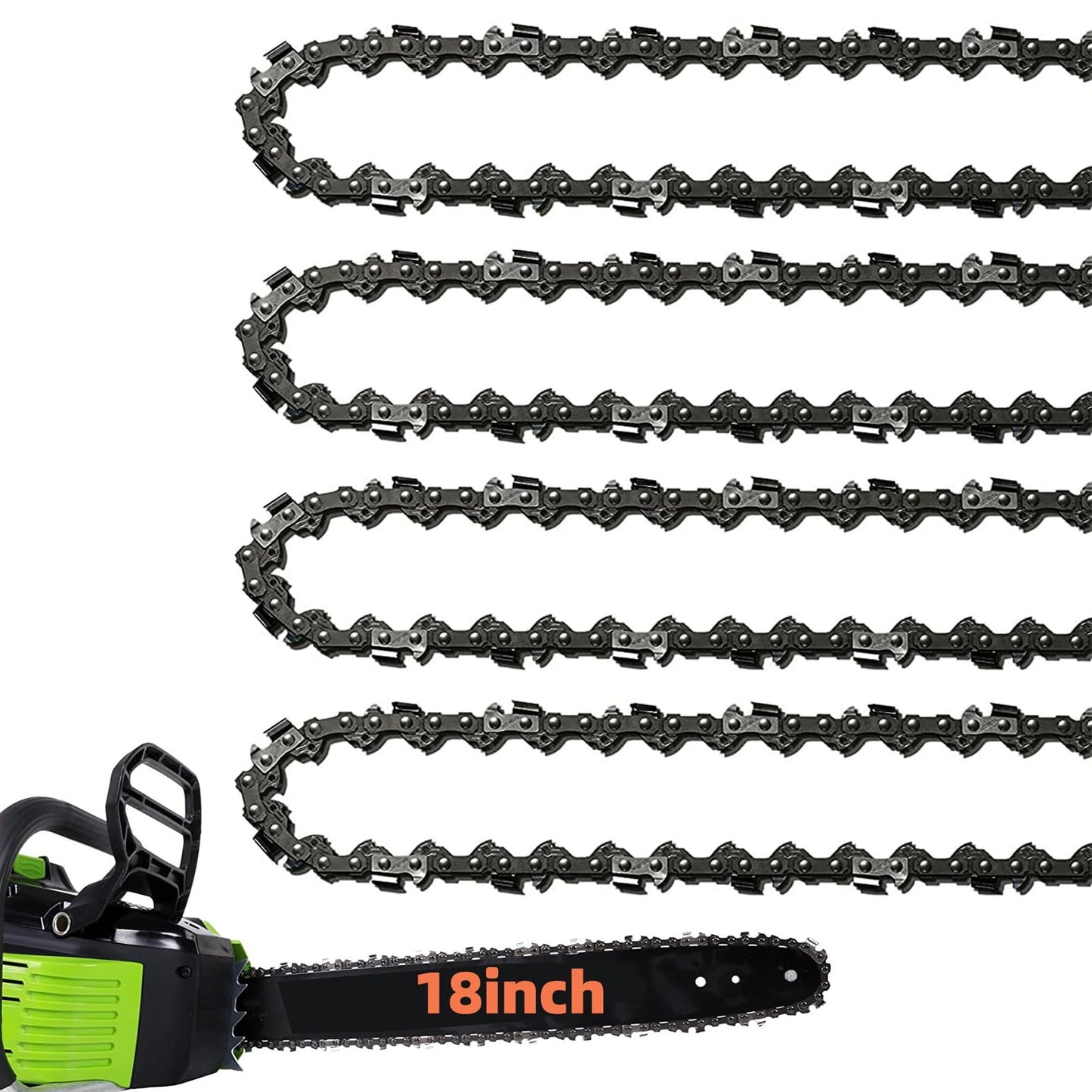 18 Inch Low-Kickback Chainsaw Chain 62 Drive Links for Husqvarna and Poulan