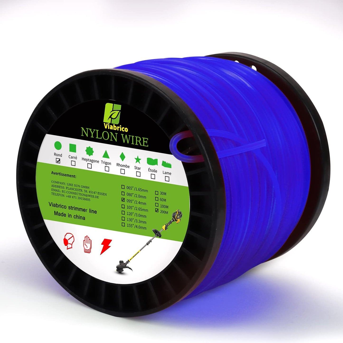 Heavy Duty Nylon Strimmer Line 0.065" 680ft for Electric Trimmers