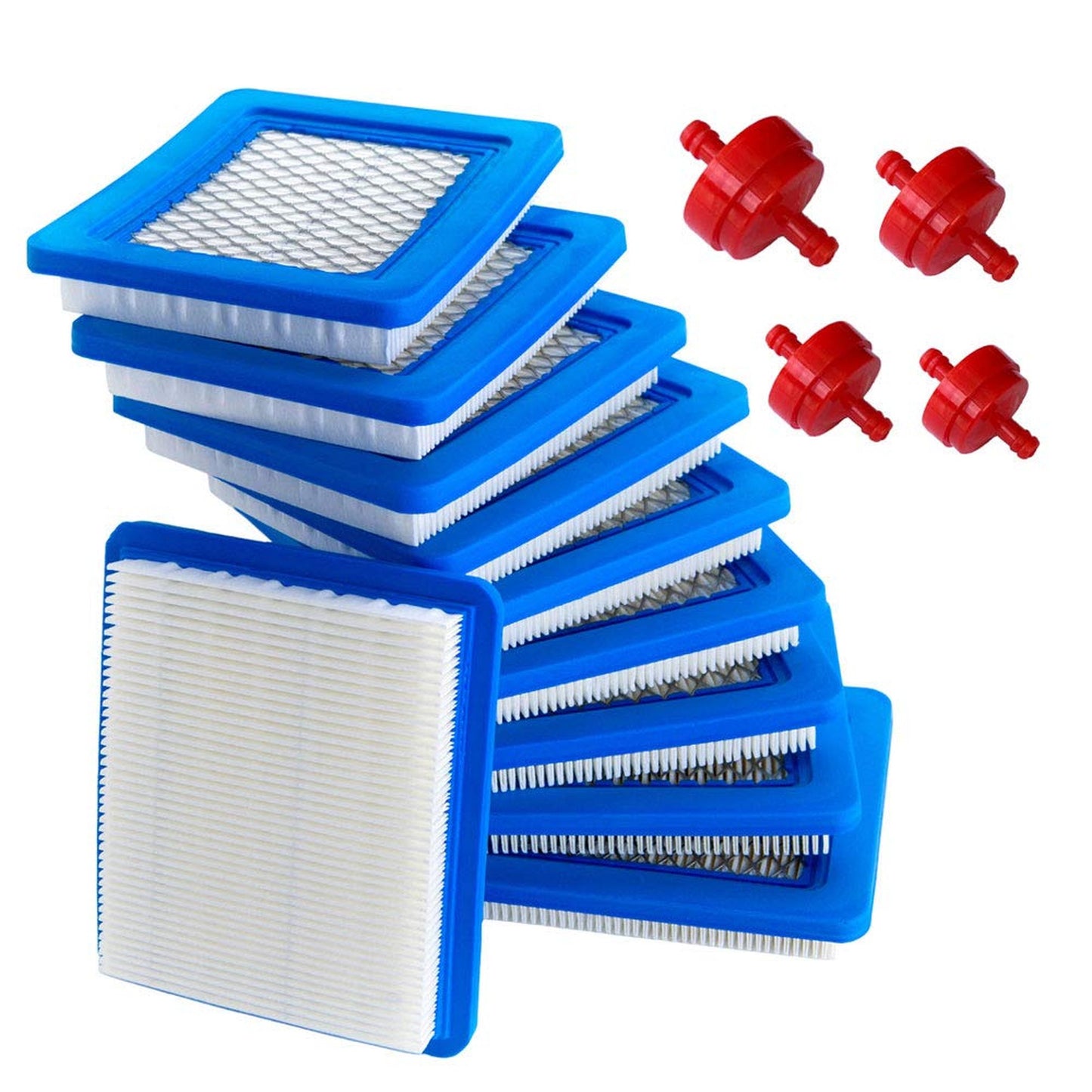 10 Pack Air and Fuel Filter Set for Briggs and Stratton Lawn Mowers