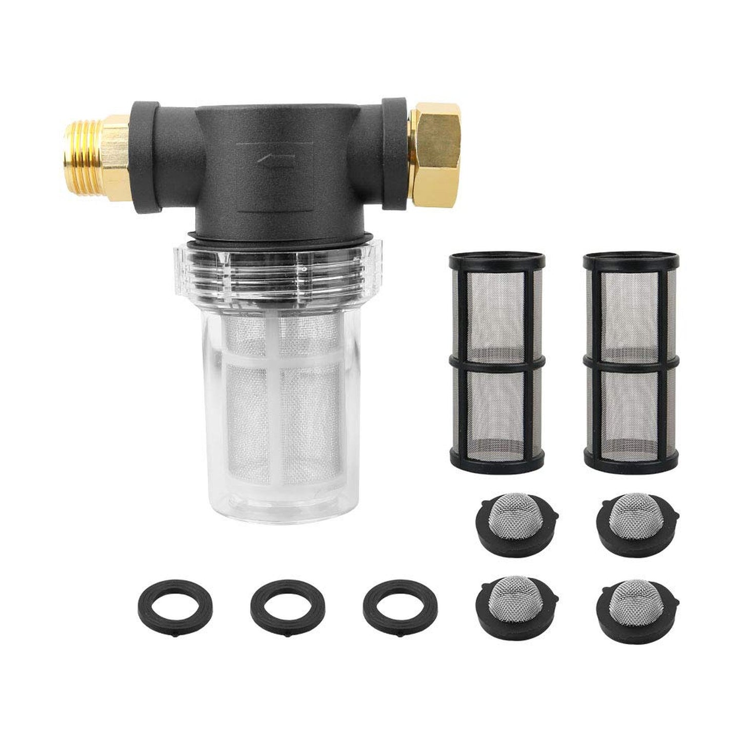 High Pressure Washer Garden Hose Inlet Filter with 40 Mesh and 100 Mesh Screens