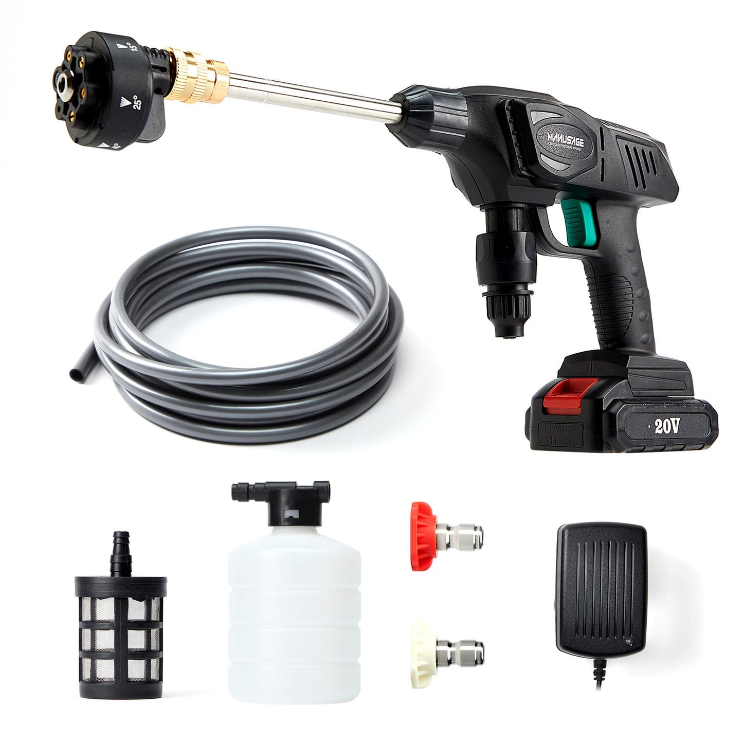 Cordless 320 PSI Pressure Washer Gun with 6-in-1 Nozzle and Accessories