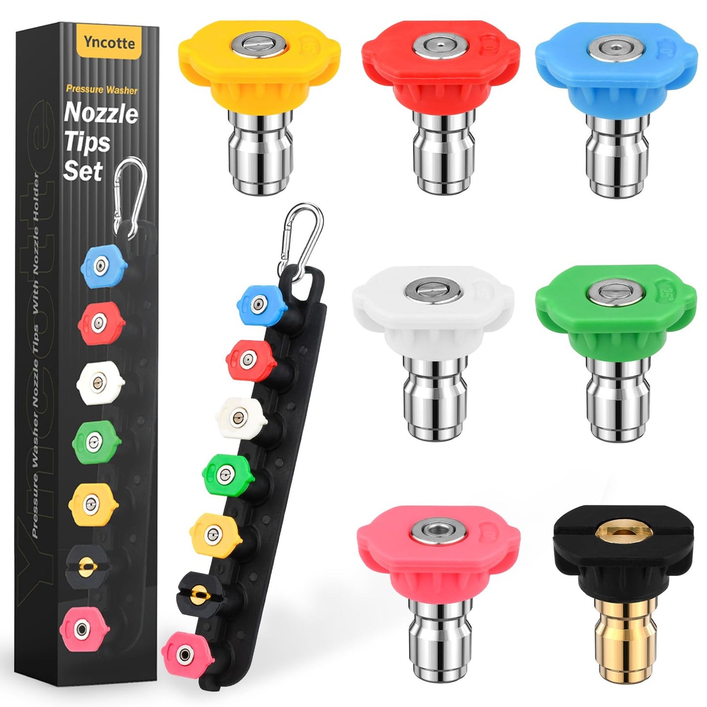 Versatile Pressure Washer Nozzle Kit with Quick Connect Tips and Holder