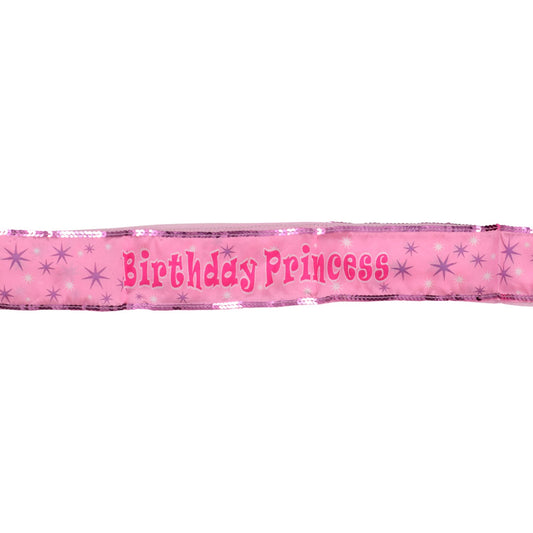 Birthday Princess Sash with Sequins, 9x3.875 in. (Pack of 36)