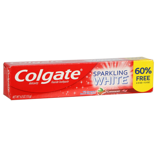Colgate CinnaMint Sparkling White Gel Toothpaste, 4 oz. Tubes (Pack of 24)