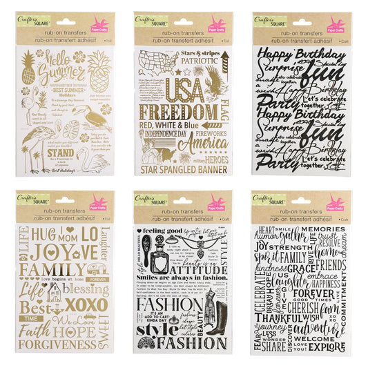Crafter's Square Rub-on Transfer Sentiment Decals (Pack of 36)