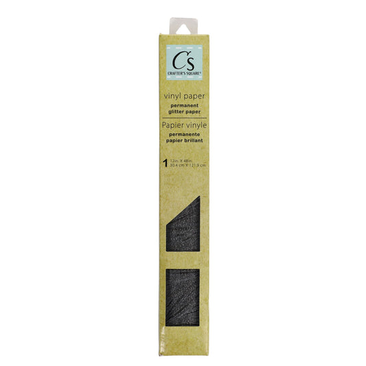 Crafter's Square Black Glitter Vinyl Paper, 48x12-in. (Pack of 24)