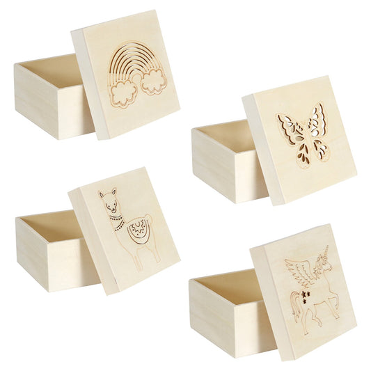 Crafter's Square Wooden Decor Boxes with Lids, 4.25x2.25 in. (Pack of 24)
