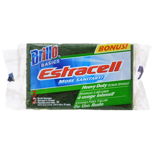Brillo Basics Estracell Heavy Duty Scrub Sponges, 3-ct. Bonus Packs (Pack of 24)