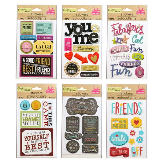 Crafter's Square Handmade Friends Pop-up Stickers (Pack of 36)