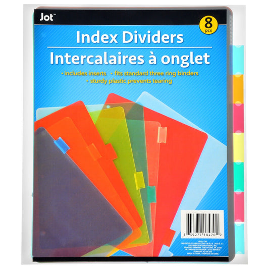 Colorful Plastic Index Dividers with Inserts, 8-ct. Packs (Pack of 6)