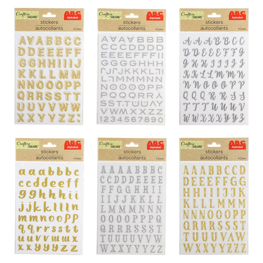 Crafter's Square Vinyl Alphabet Glitter Stickers (Pack of 36)