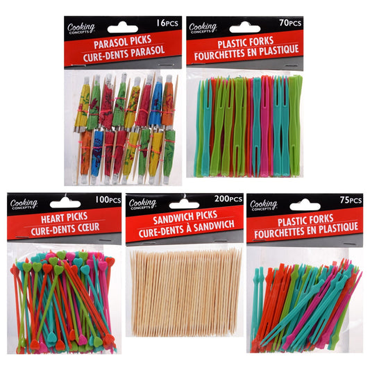 Cooking Concepts Decorative Toothpicks and Forks (Pack of 24)