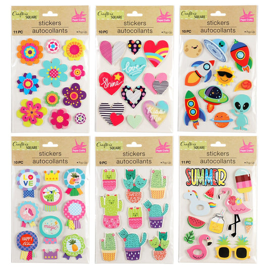 Crafter's Square Die-Cut Pop-Up Stickers, 7.25x5.625-in. Sheets (Pack of 30)